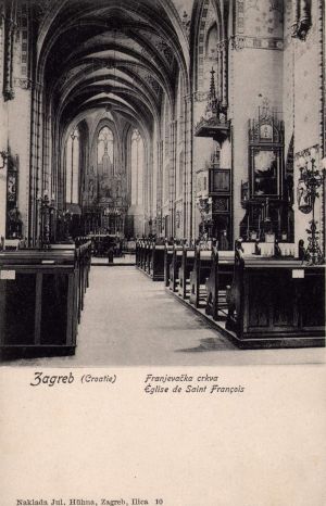MUO-015625/18: Zagreb - Unutrašnjost crkve Sv. Franje;Zagreb - Interior of St. Francis Church: razglednica