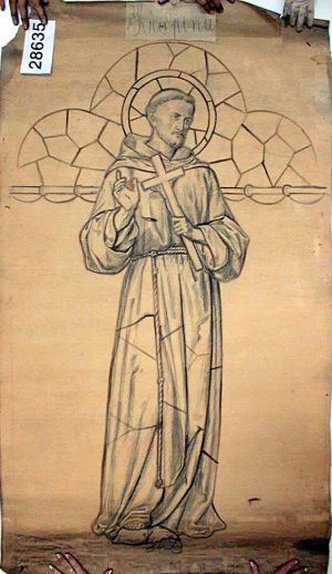 MUO-028635: Sv. Franjo Asiški: nacrt za vitraj