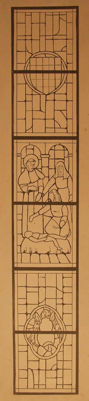 MUO-034661/02: Čuda sv. Franje - ozdravljenje muškarca: skica za vitraj