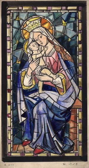 MUO-029410: Bogorodica i Isus: skica za vitraj