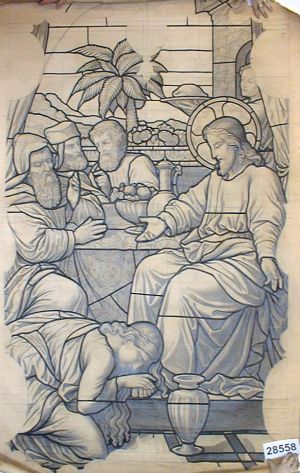 MUO-028558: Magdalena pere noge Isusu: nacrt za vitraj