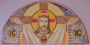 MUO-036343: Glava Krista na luneti: skica za mozaik