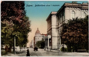 MUO-038505: Zagreb - Boškovićeva ulica i zgrada HAZU (Muzeum): razglednica
