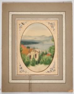 MUO-009504/01: Okvir akvarela Morski krajolik s kućom: okvir