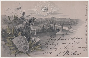 MUO-008745/443: Prag - Panorama s alegorijskim prikazom: razglednica