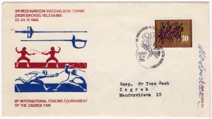 MUO-021263/01: VIII MEĐUNARODNI MAČEVALAČKI TURNIR: poštanska omotnica