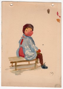 MUO-056561/09: Djevojčica koja sjedi: akvarel