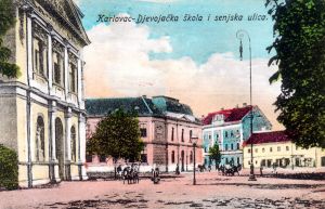 MUO-045034: Karlovac - Djevojačka škola i Senjska ulica: razglednica