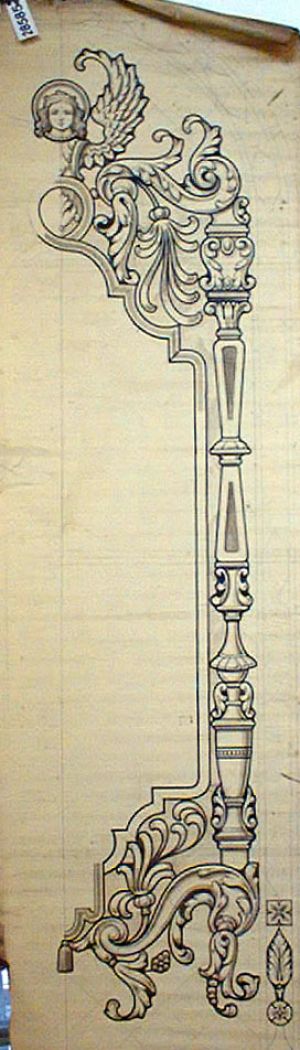 MUO-028585: barok arh. s anđelom: nacrt za vitraj