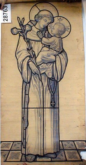 MUO-028763: Sv. Antun s Isusom: nacrt za vitraj