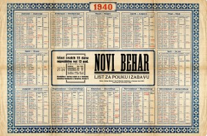 MUO-021210: 1940 NOVI BEHAR list za pouku i zabavu: kalendar