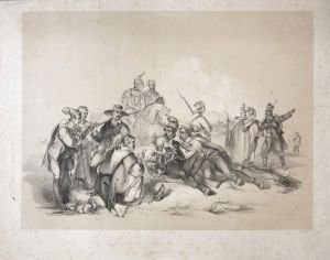 MUO-025370: Scena iz hrvatskog logora kraj Beča: grafika
