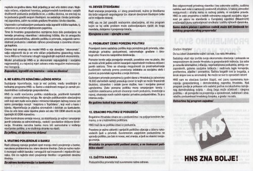 MUO-024802/01: HNS hrvatska narodna stranka promijenimo svoj život nabolje...: deplijan
