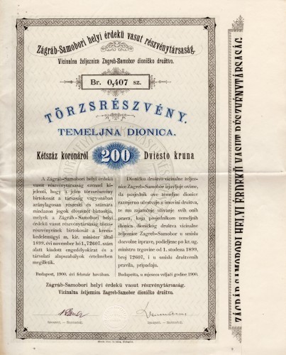 MUO-023224/01: Vicinalna željeznica Zagreb - Samobor dioničko društvo: dionica