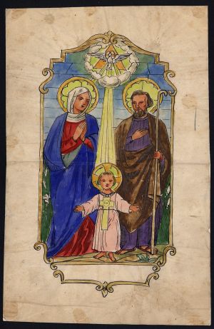 MUO-034615: Sv. Obitelj i Duh Sveti: skica za vitraj