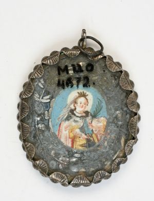 MUO-004672: Sv. Barbara i Sv. Katarina Aleksandrijska: relikvijar - medaljon