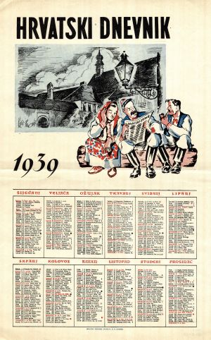 MUO-008305/28: HRVATSKI DNEVNIK 1939: kalendar