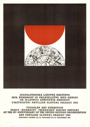 MUO-012815: Jugoslovanska likovna razstava mir, humanost in prijateljstvo med narodi ob 20-letnici združenih narodov: plakat