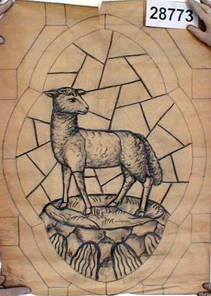MUO-028773/07: kalež, križ, loza i pšenica: nacrt za vitraj
