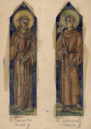MUO-034669/05: Sv. Franjo Asiški i Sv. Antun Padovanski: skica za vitraj