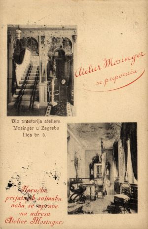 MUO-042842: Unutrašnjost atelijera Mosinger: razglednica
