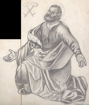 MUO-034659: Sv. Petar: skica za vitraj