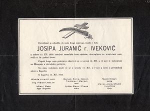 MUO-023302: Josipa Juranić r. Iveković: osmrtnica