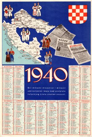 MUO-021226/02: Jutarnji list 1940: kalendar