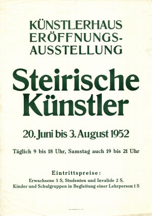 MUO-022047: KUNSTLERHAUS EROFFNUNGSAUSSTELLUNG STEIRISCHE KUNSTLER: plakat