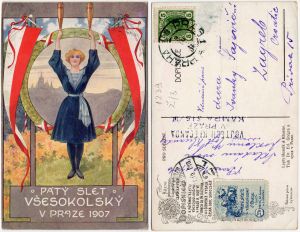 MUO-051015: Peti svesokolski slet u Pragu 1907: razglednica