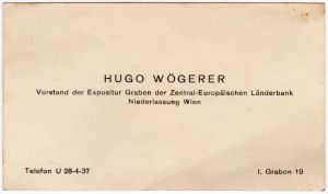 MUO-020865/02: Hugo Wogerer Vorstand der Expqositur Graben: posjetnica
