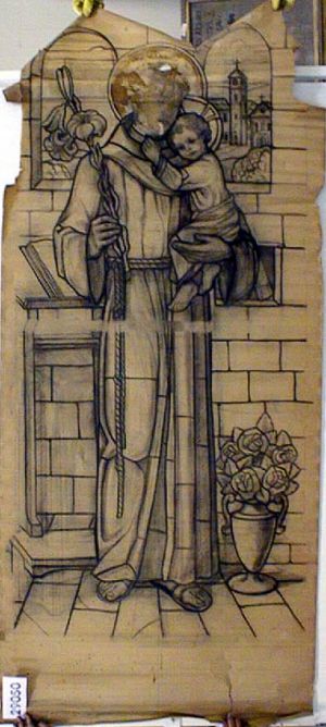 MUO-029050: sv. Antun s Isusom: nacrt za vitraj