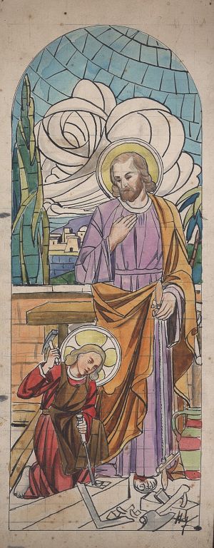 MUO-034595: Sv. Josip i Isus: skica za vitraj