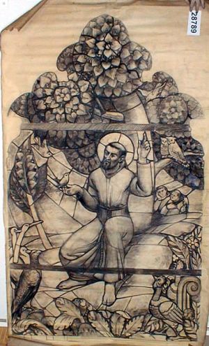MUO-028789: Sv.Franjo Asiški propovijeda: nacrt za vitraj