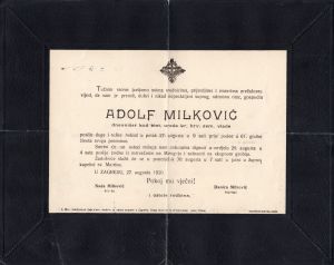 MUO-023283: ADOLF MILKOVIĆ: osmrtnica
