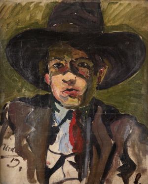 MUO-016585: Autoportret u crnom šeširu: slika