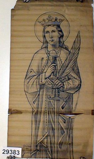 MUO-029383: Sv. Barbara: nacrt za vitraj