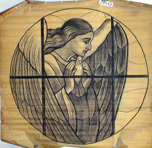 MUO-029142: Anđeo, s golubicom; Salezijanci: nacrt za vitraj