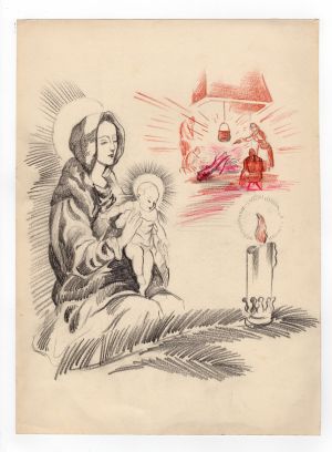 MUO-008301/31: Bogorodica s djetetom: idejno rješenje : čestitka