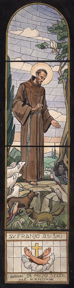 MUO-031559: Sv. Franjo i ptice: skica za vitraj