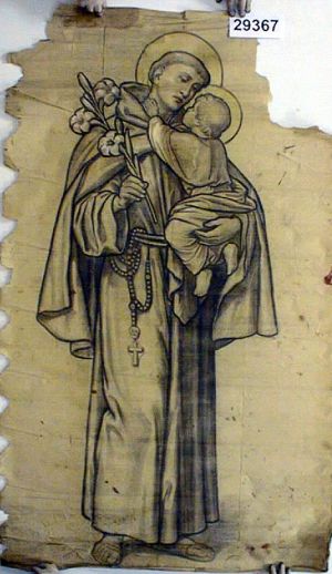 MUO-029367: Sv. Antun s Isusom: nacrt za vitraj