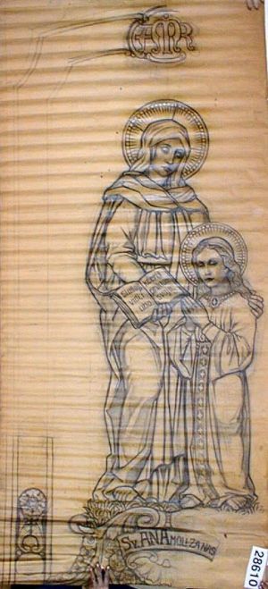 MUO-028610: Sv. Ana sa Marijom: nacrt za vitraj