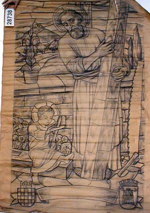 MUO-028738: Sv. Josip s Isusom: nacrt za vitraj