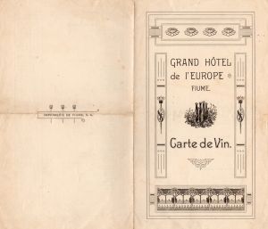 MUO-020878: Grand Hotel de l'Europe Fiume Carte de Vin: vinska karta