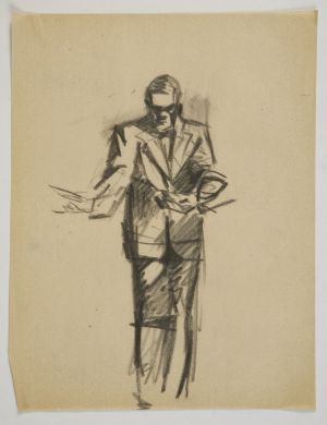 MUO-049939: Skica muškarca u odijelu: crtež
