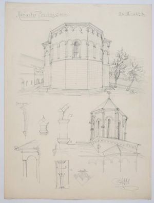 MUO-044809/09: Crtež dijelova manastira Privina Glava na Fruškoj Gori: arhitektonski crtež