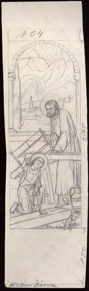 MUO-034596: Sv. Josip i Isus: skica za vitraj