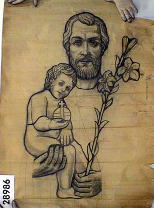MUO-028986: sv. Josip s Isusom: nacrt za vitraj