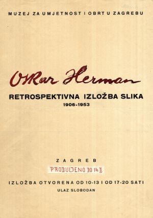 MUO-010371/01: Oskar Herman retrospektivna izložba slika 1906-1953: plakat