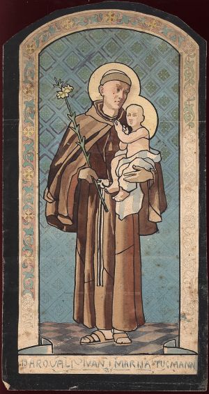 MUO-031561: Sv. Franjo s Isusom: skica za vitraj
